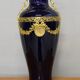 Vase signed Legastelois in blue ceramic of Sèvres and gilded bronze