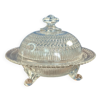Antique Blown Glass Candy Box Cheese Bell Butter Dish 17.5cm