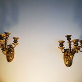 Paire d'appliques en bronze Doré et laiton fin xixe h:26CM