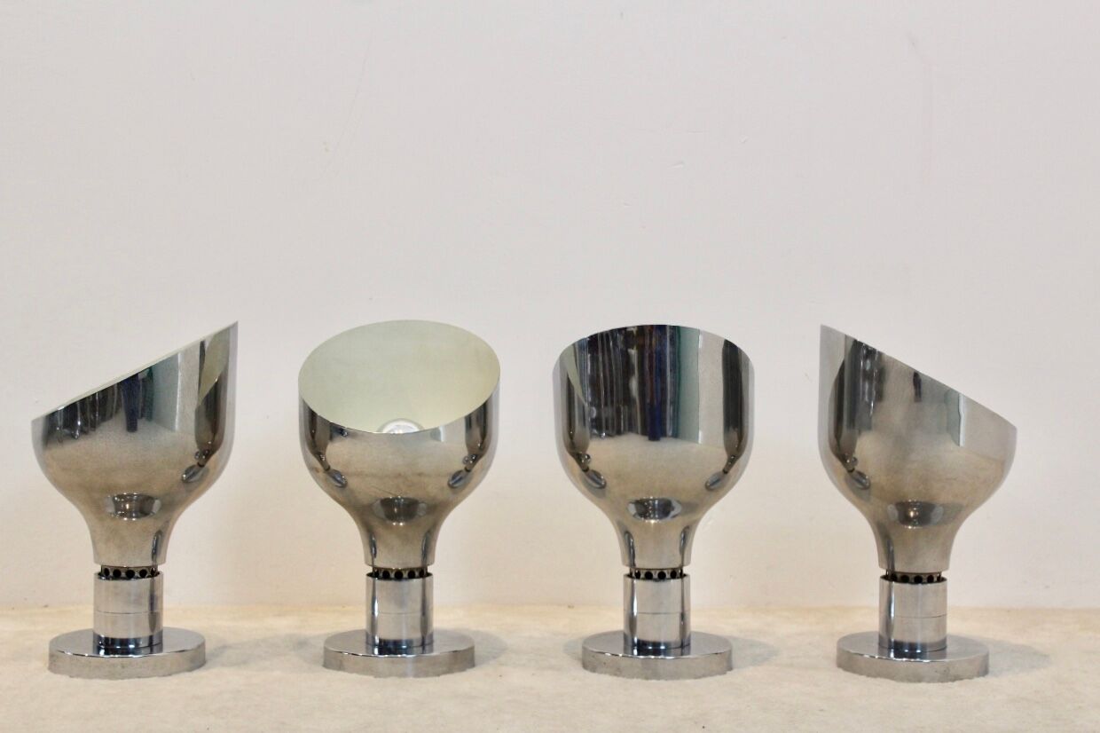 Sophisticated Franco Albini, Franca Helg and Antonio Piva chromed AM/AS series ceiling spotlight, Italy 1950s