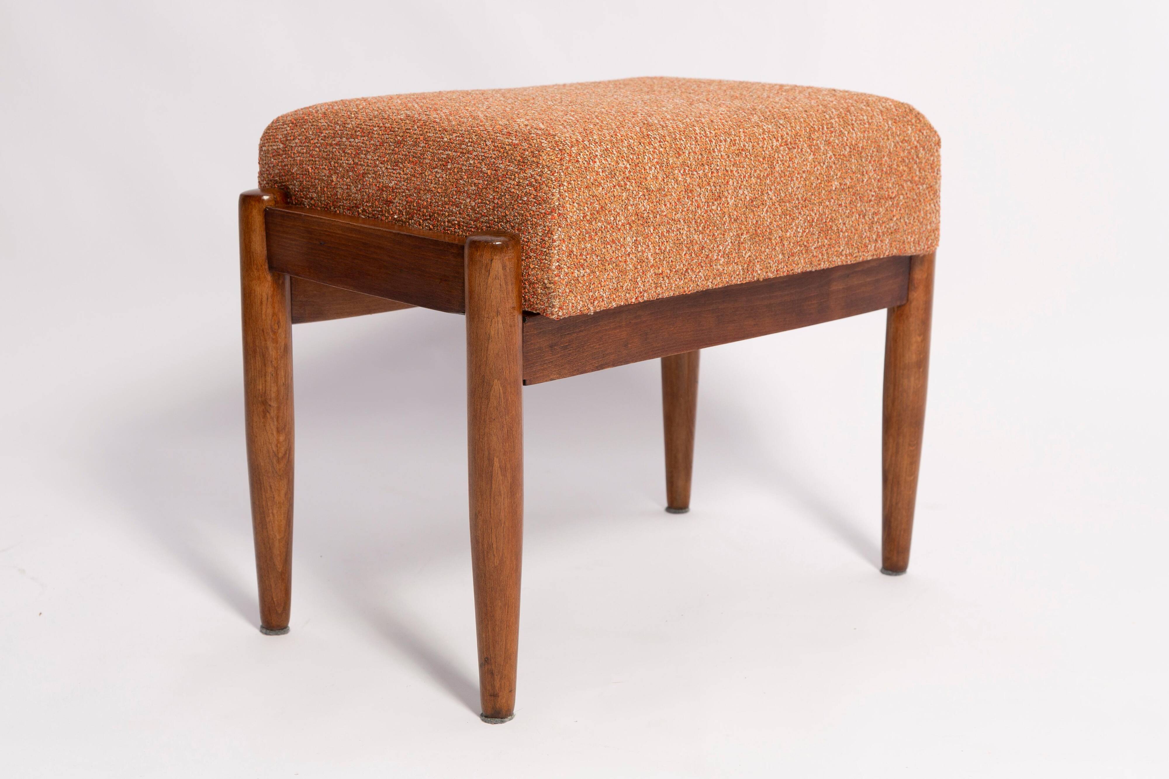 Vintage orange mélange footstool pair from the 20th century, Edmund Homa, 1960s.
