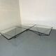 Table Basse Moderniste Furtive en Acier et Verre, Italie, années 1980