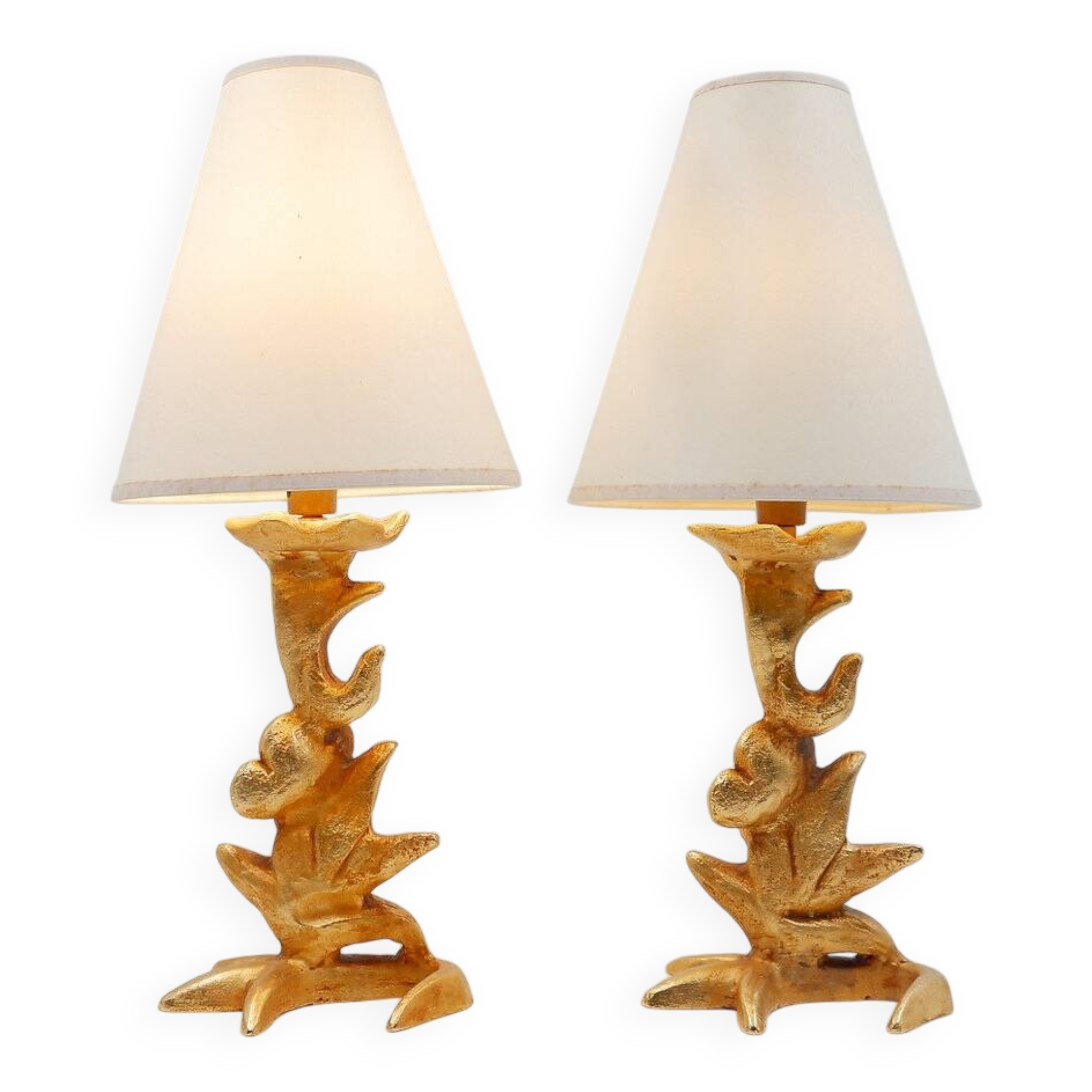 Sculptural Table Lamps with Plant Motif - G.Mathias, France, 1980s