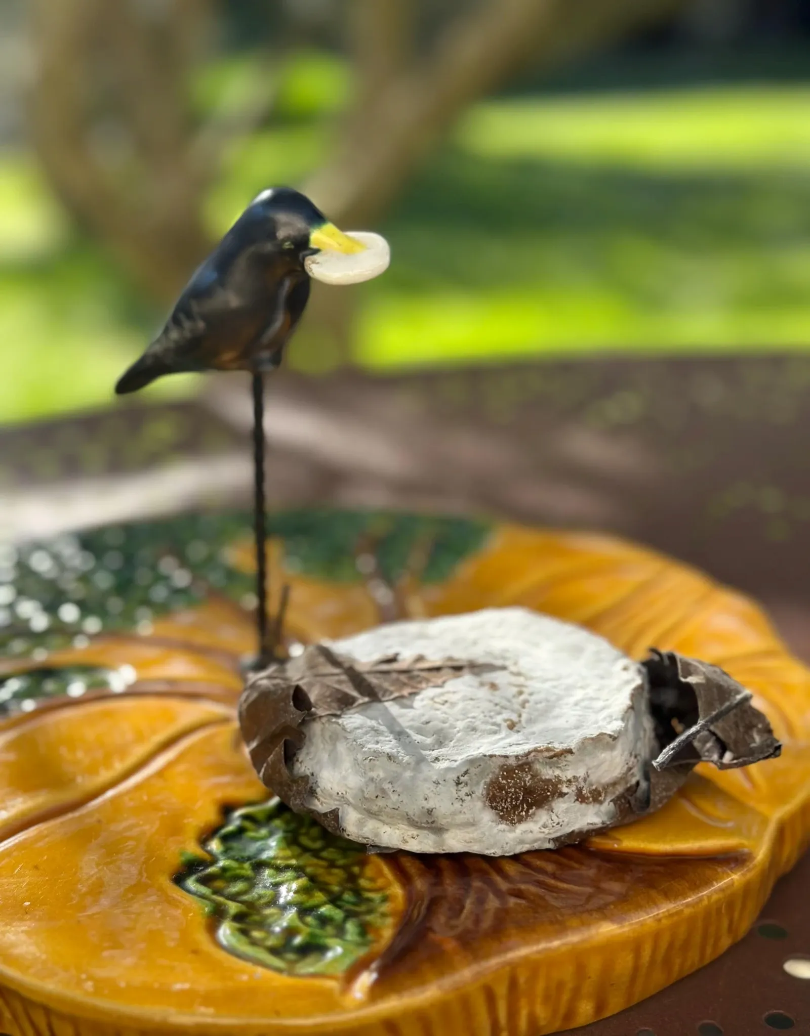 Ceramic cheese platter Vallauris, crow and tree, years