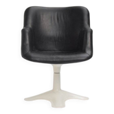 Junior chair in black leather attributed to Yrjö Kukkapuro, 1970s