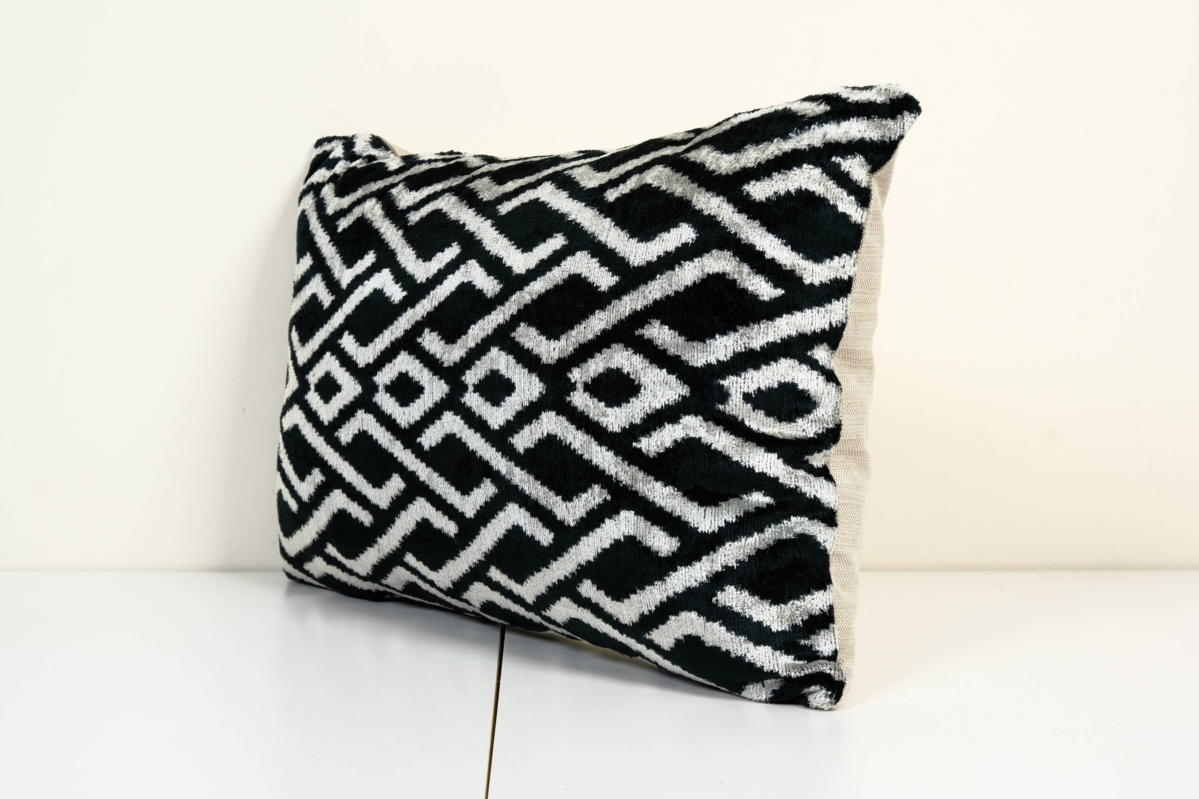 Ikat velvet pillow cover