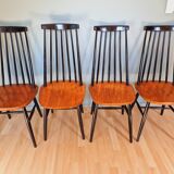 Set of 4 scandinavian teak chairs 60s