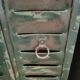 Lot of old green shutters in 4-part iron screen headboard