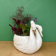 Cache pot cygne vintage en céramique