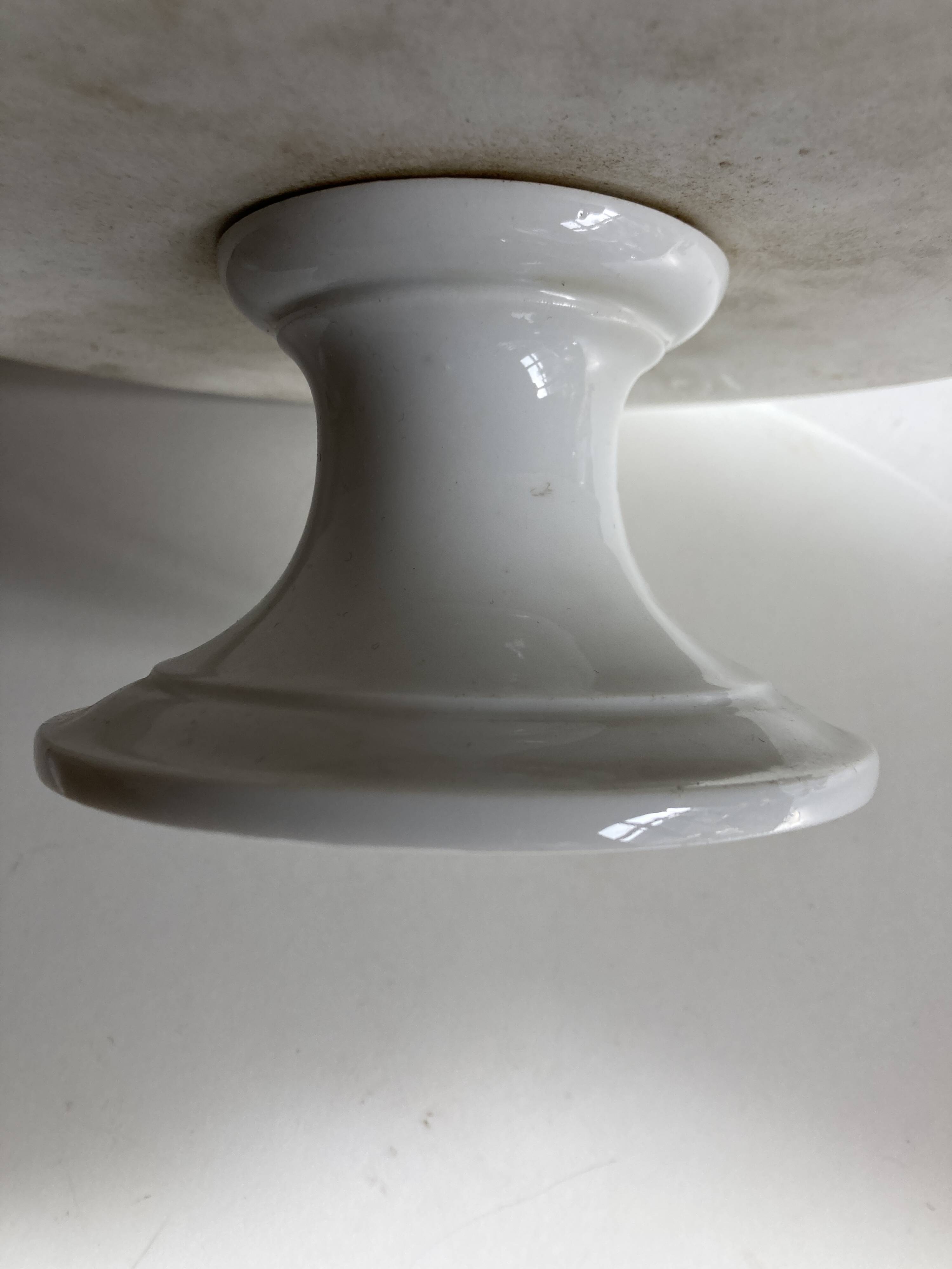 Louis Philippe 19th century mounted cake plate in white earthenware