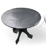 Round slate table, handcrafted by Les Ardoisières Anjou, 19th century