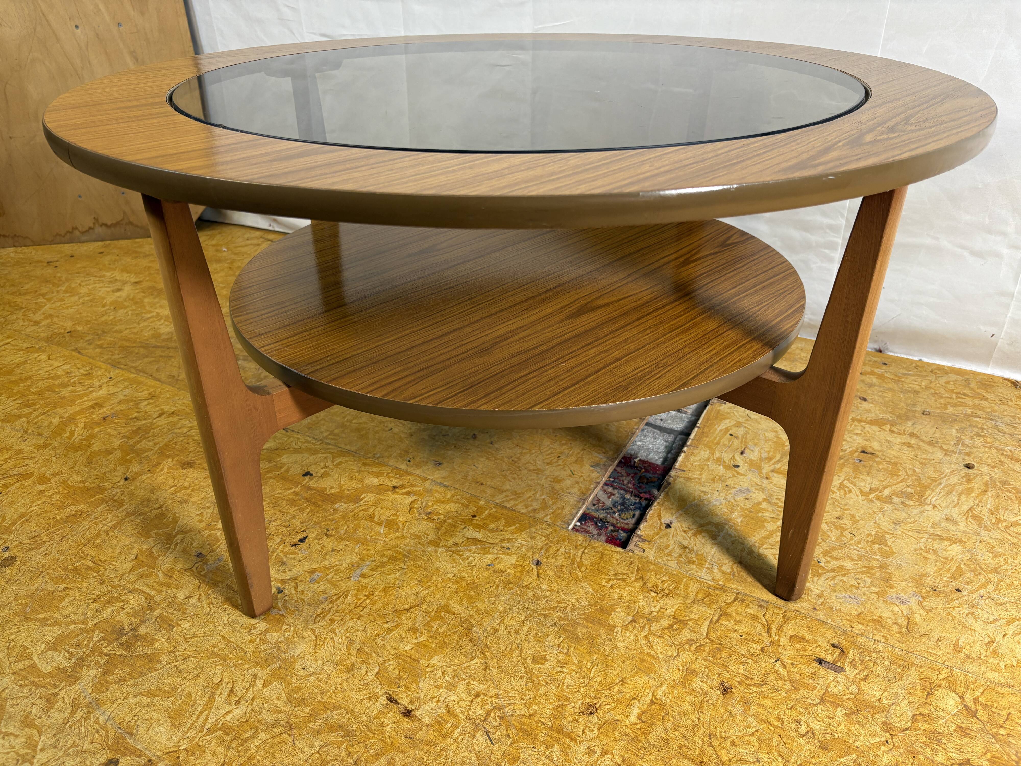 Mid Century Retro Vintage Round Coffee Table (Circa 1960–1970)  A stylish a