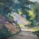 Watercolor Painting "Path in the forest" Besançon chemin de Mazagran signed 1915