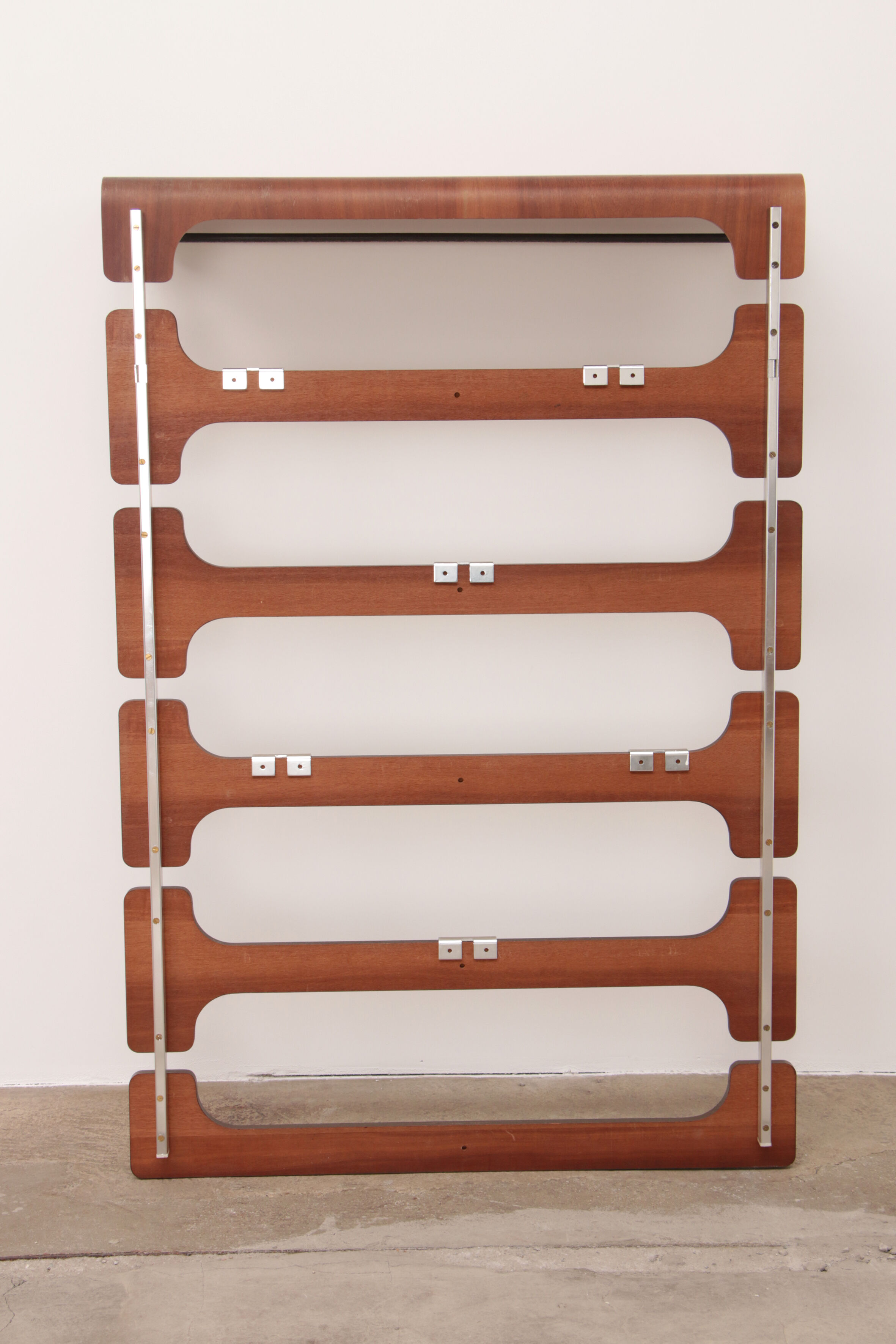 Vintage Wooden wall coat rack with hat shelf, 1960s