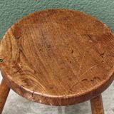 Circular tripod stool, solid wood