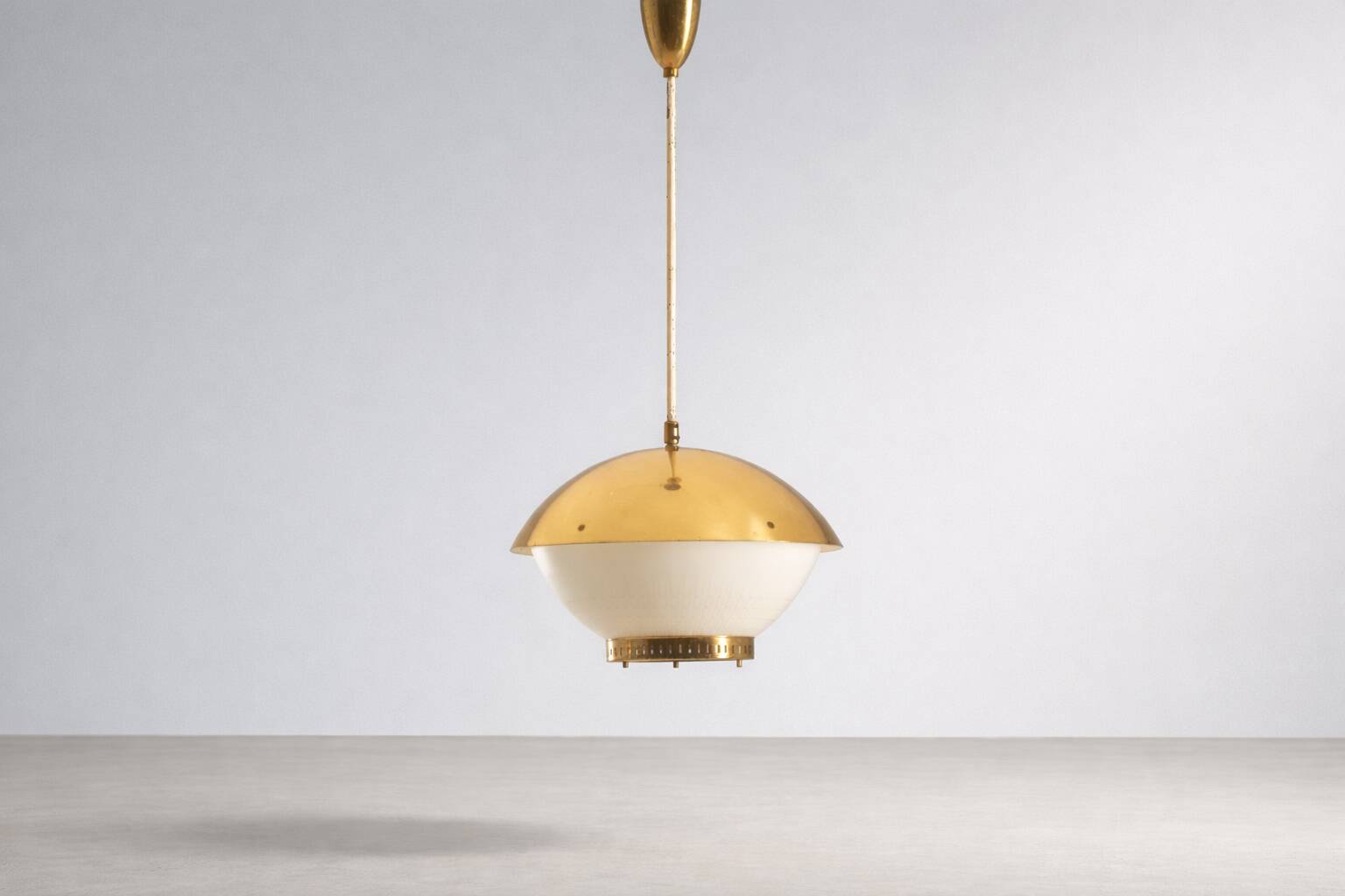 Large brass pendant with engraved opaline glass