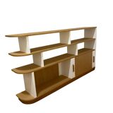 Oak veneer floating bookcase
