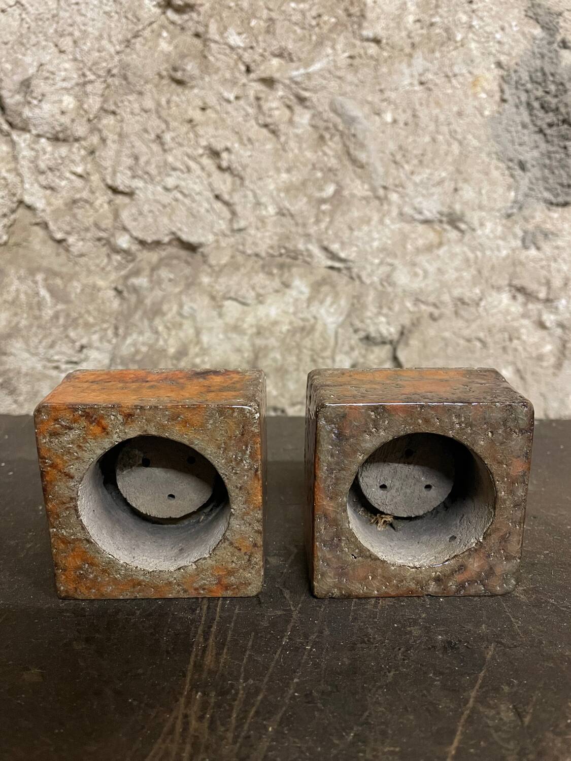 Pair of vintage candlesticks by spadaro – glazed ceramic