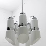 Vistosi Midcentury Italian Murano Glass and Steel "Incamiciato" Chandelier
