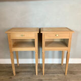 Pair of raw oak bedsides