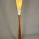 Sculptural floor lamp - exotic wood and textured shade, modern vintage style