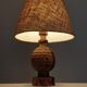 Rare vintage Mid Century brutalist flamed pine table lamp  by Temde