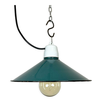Industrial petrol enamel pendant light, 1970s