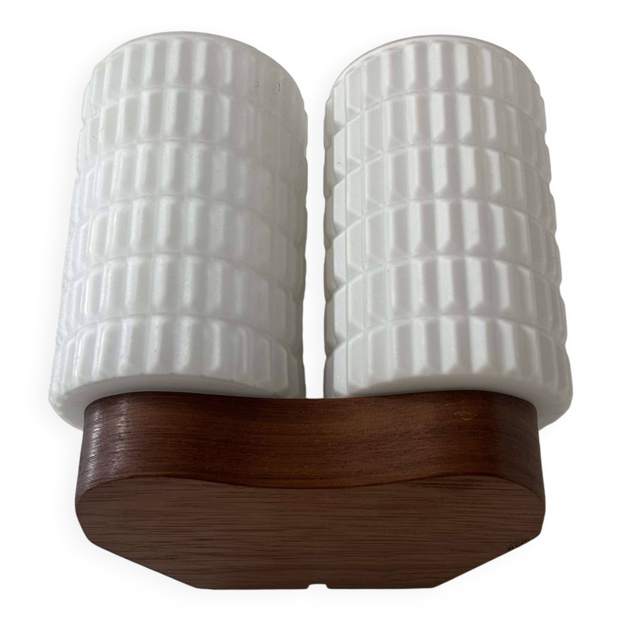 Vintage modernist teak and opaline wall lamp, Netherlands 1960s