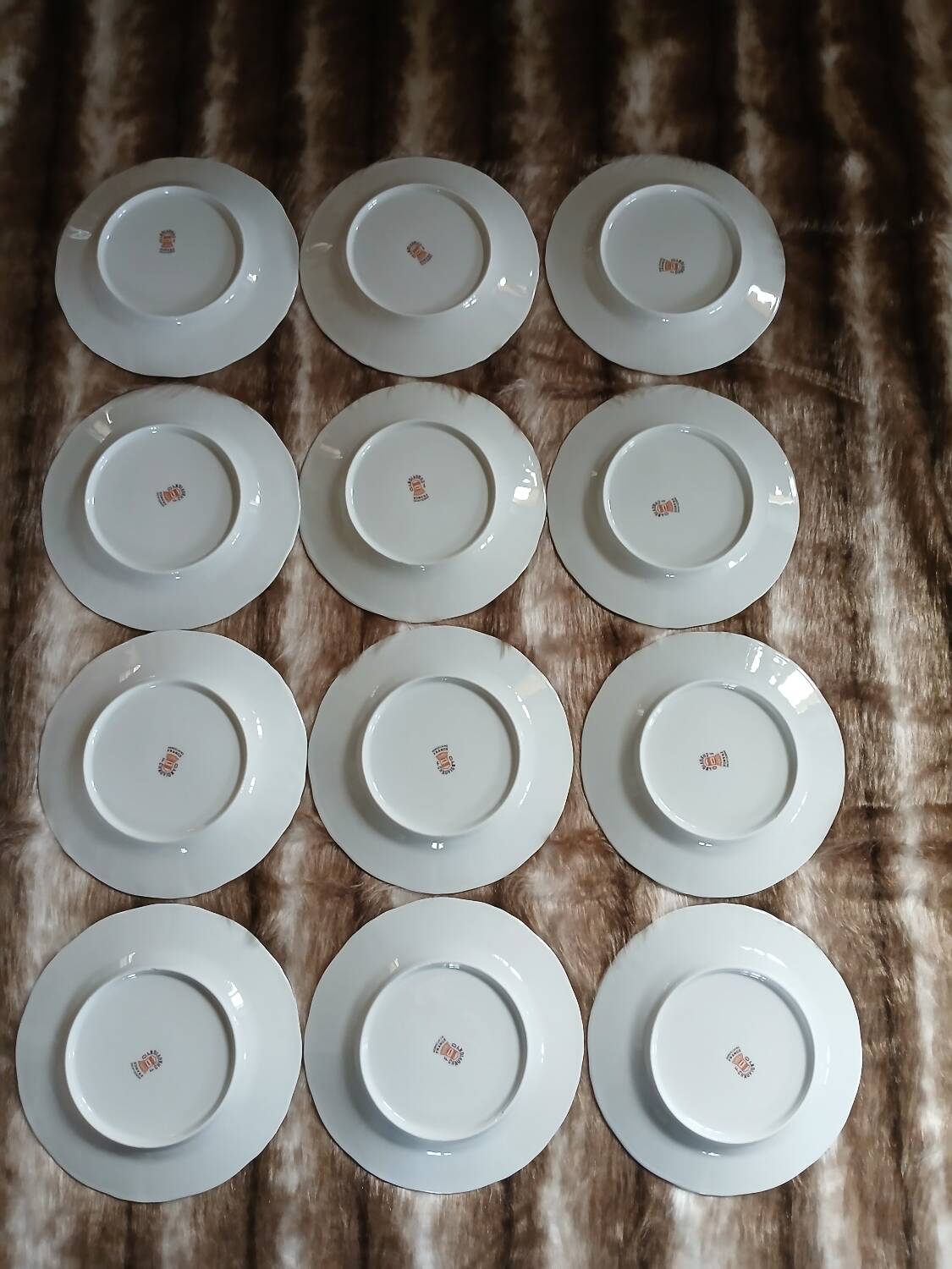 12 antique dessert plates in Chauvigny porcelain
