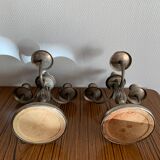 Pair of candlestick 3 branches in tin