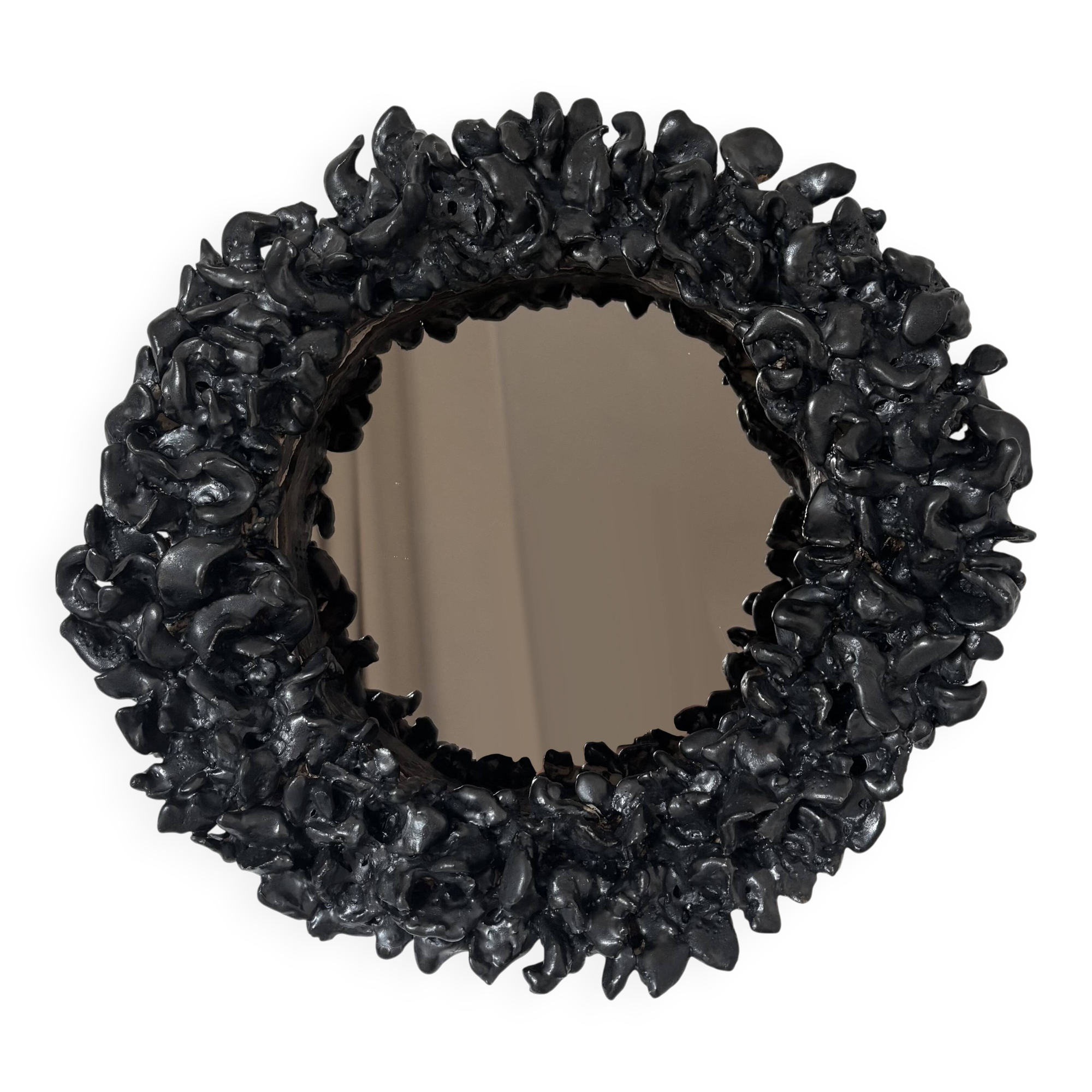 Contemporary French ceramic mirror, Bosco by Renzo Maar.