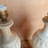 Pair of alabaster balluster lamps, 1970s