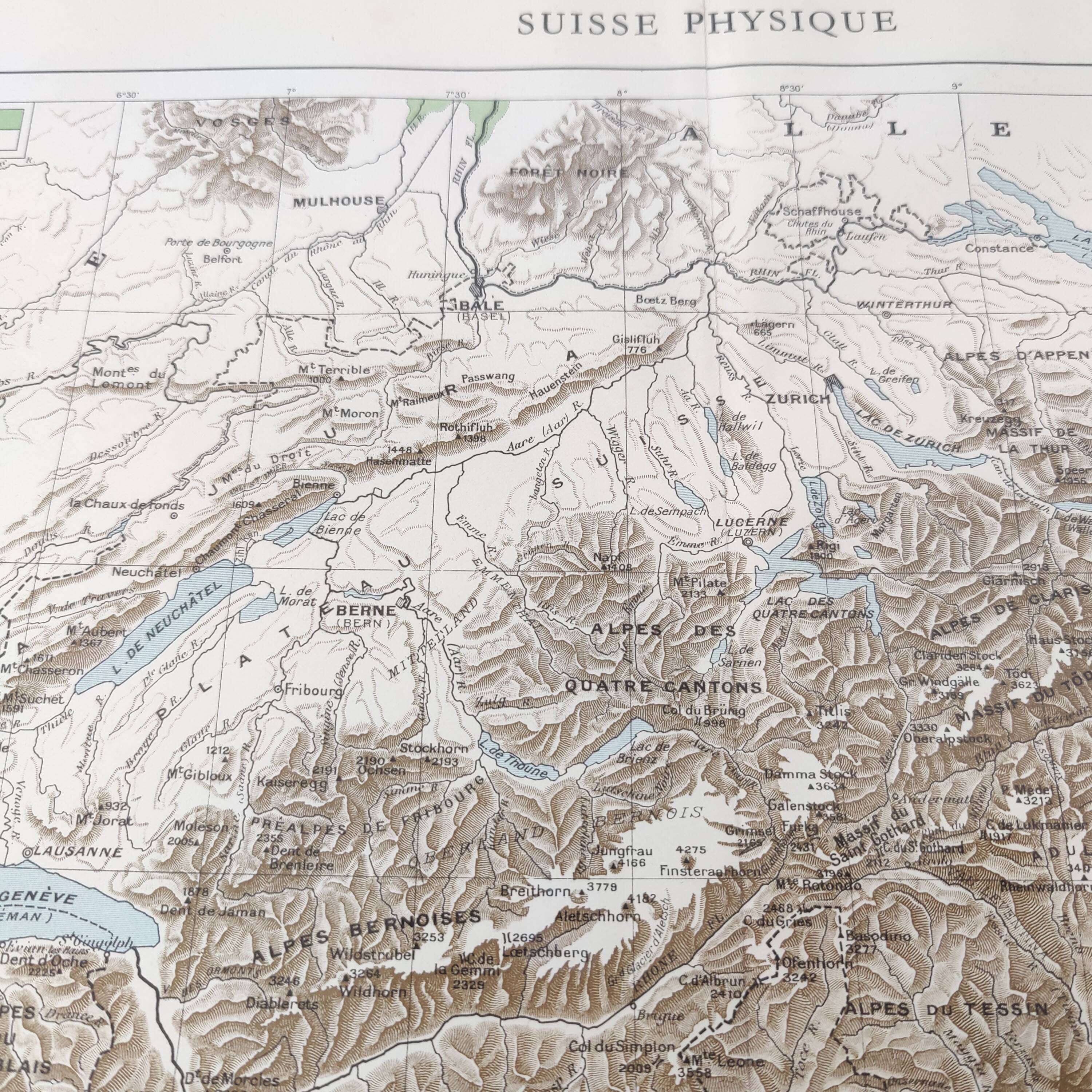 Vintage map of Switzerland 43x43cm from 1950