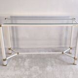 Iconic white console with designer spacer, signed Pierre Vandel Paris