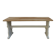 Banc réenchanté en beige, assise cirée chêne moyen.