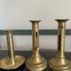 Set 5 vintage brass candlesticks