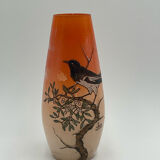 Enamelled decorative vase signed GEM