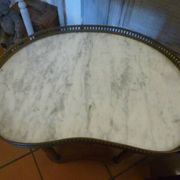 Pair of Antique Louis XVI Style Bean-Shaped Bedside Tables - Marble Top
