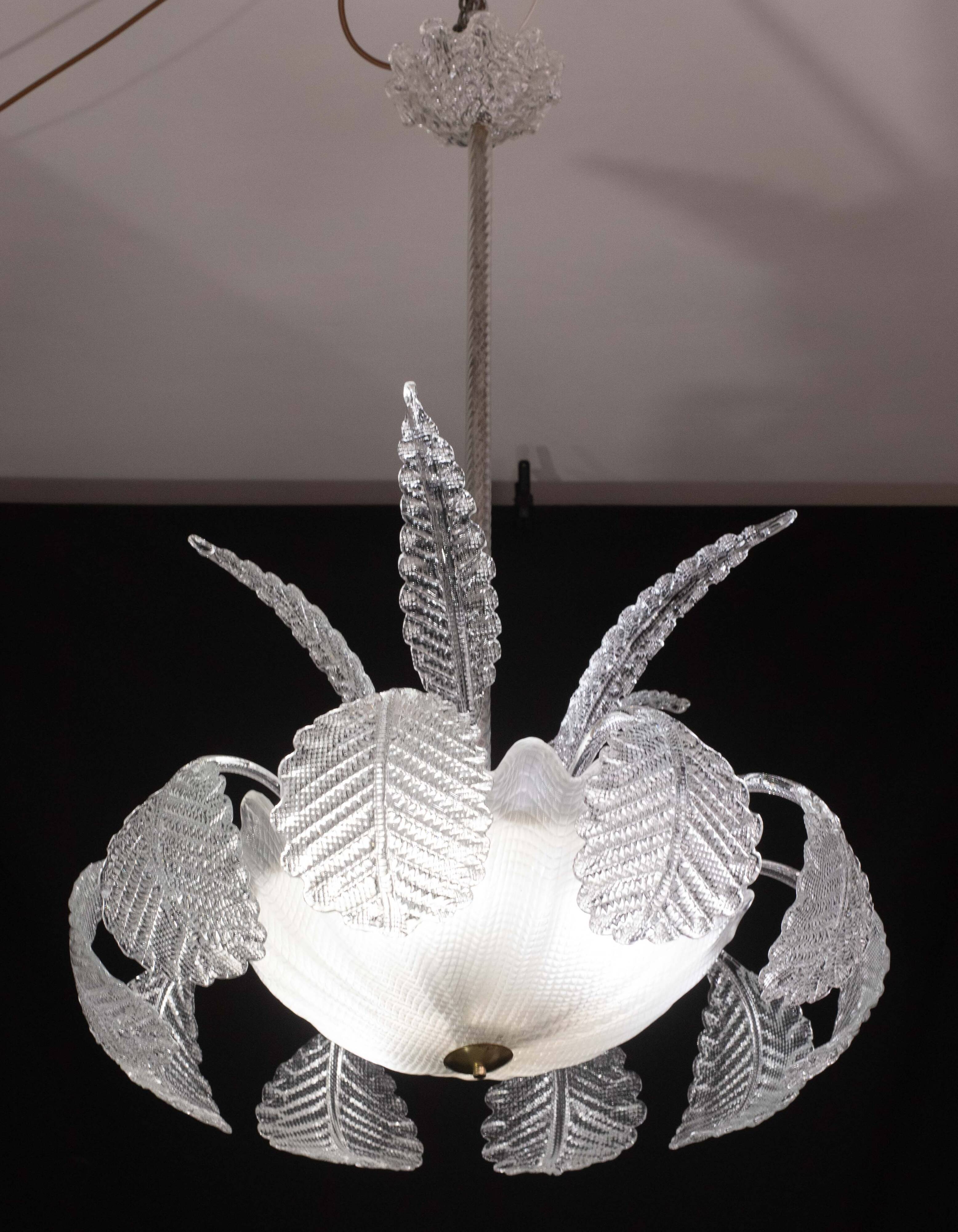 Art Decò, Barovier & Toso Chandelier, Murano Glass, 1950s