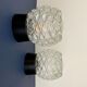 Pair of vintage wall lamps in molded glass and thermoplastic