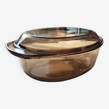 Cocotte ovale en verre fumé Arcopal