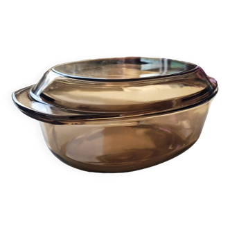 Cocotte ovale en verre fumé Arcopal