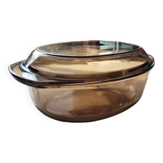 Arcopal oval smoked glass casserole dish
