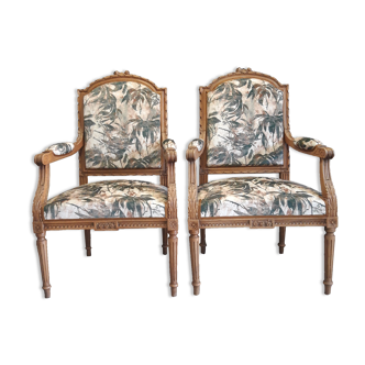 Pair of Louis XVI style armchairs