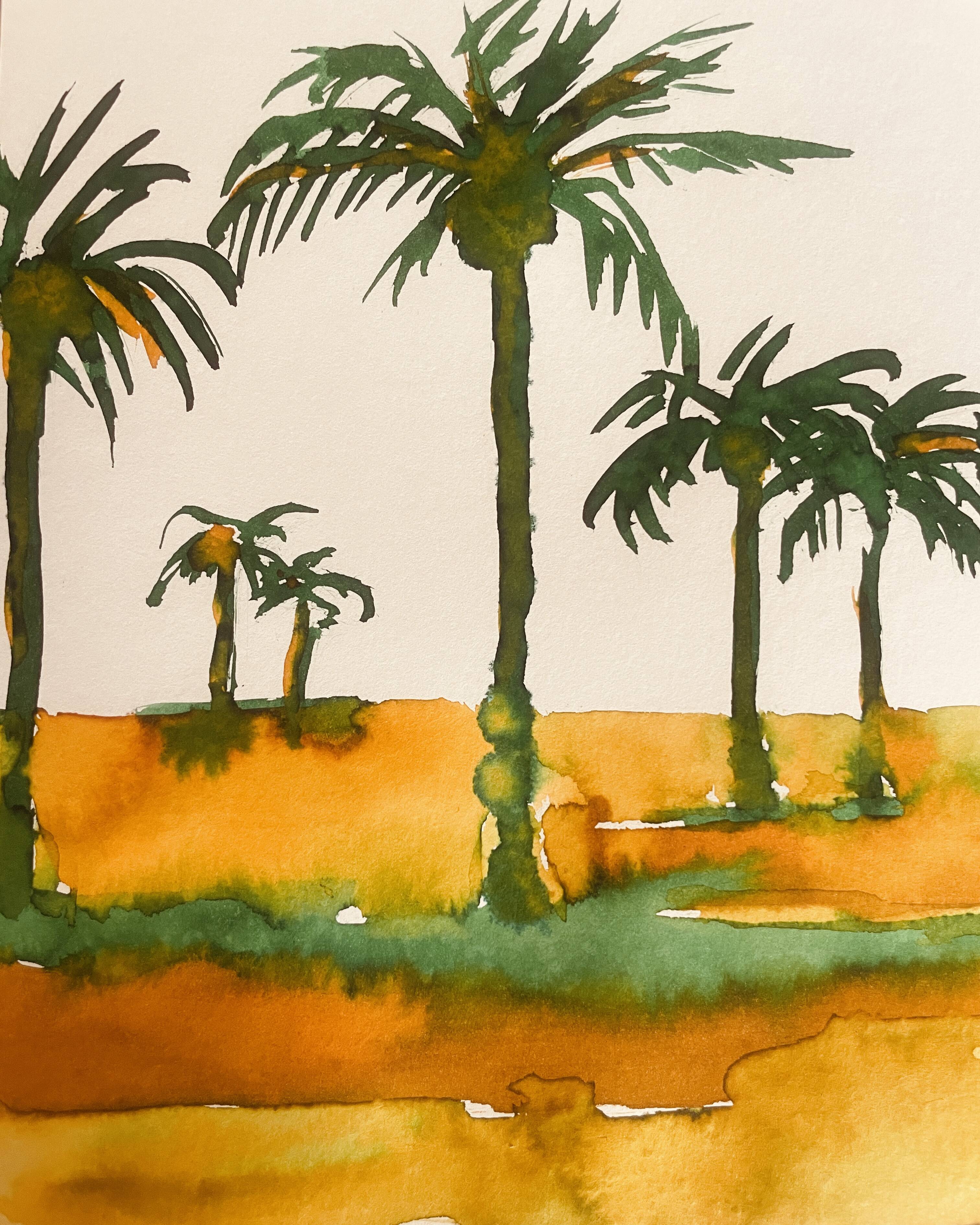 Tableau signé paysage Egypte « Lever de soleil sur le Nil »