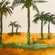 Tableau signé paysage Egypte « Lever de soleil sur le Nil »