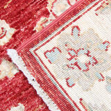 Oriental Wool Ziegler Carpet Handwoven Deep Red Area Rug- 100x152cm
