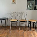 Chaises bistrot chrome et cannage