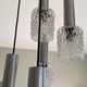 Large suspension chandelier with 5 glass lampshades and aluminium tube.