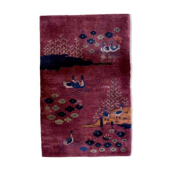 Tapis ancien chinois art deco fait main 125cm x 198cm 1920s Condition: original, quelques poils